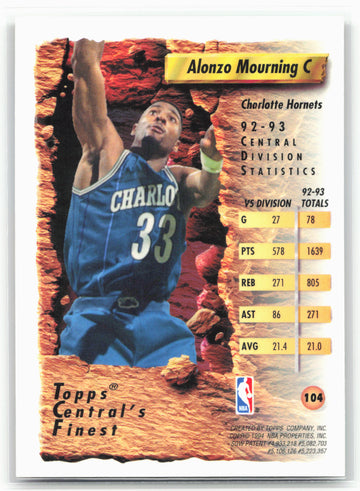 1993-94 Finest #104 Alonzo Mourning