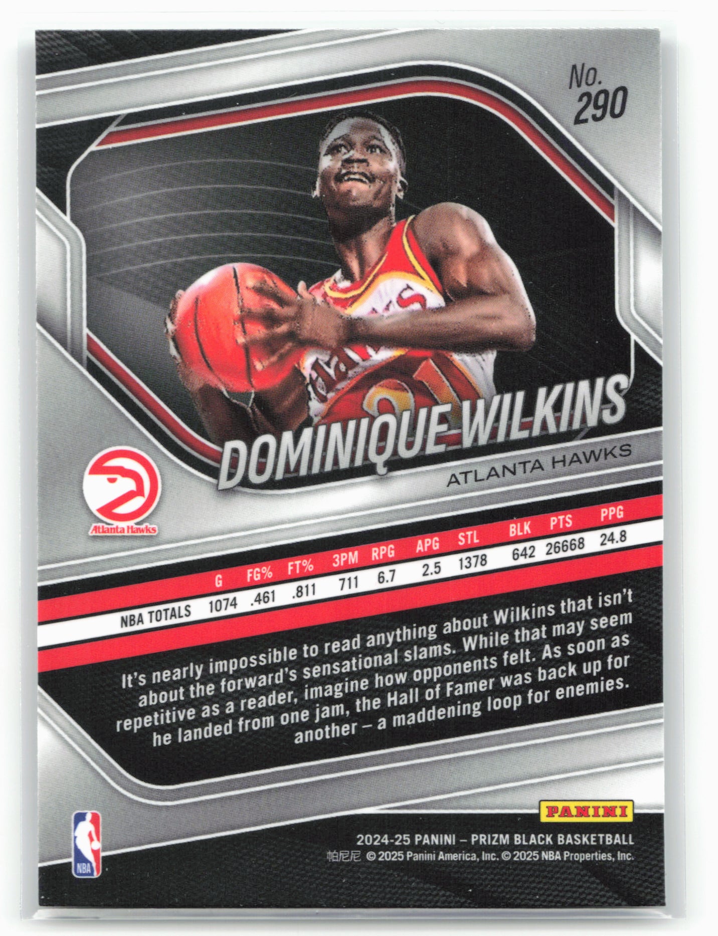 2024-25 Panini Prizm Black #290 Dominique Wilkins 26819