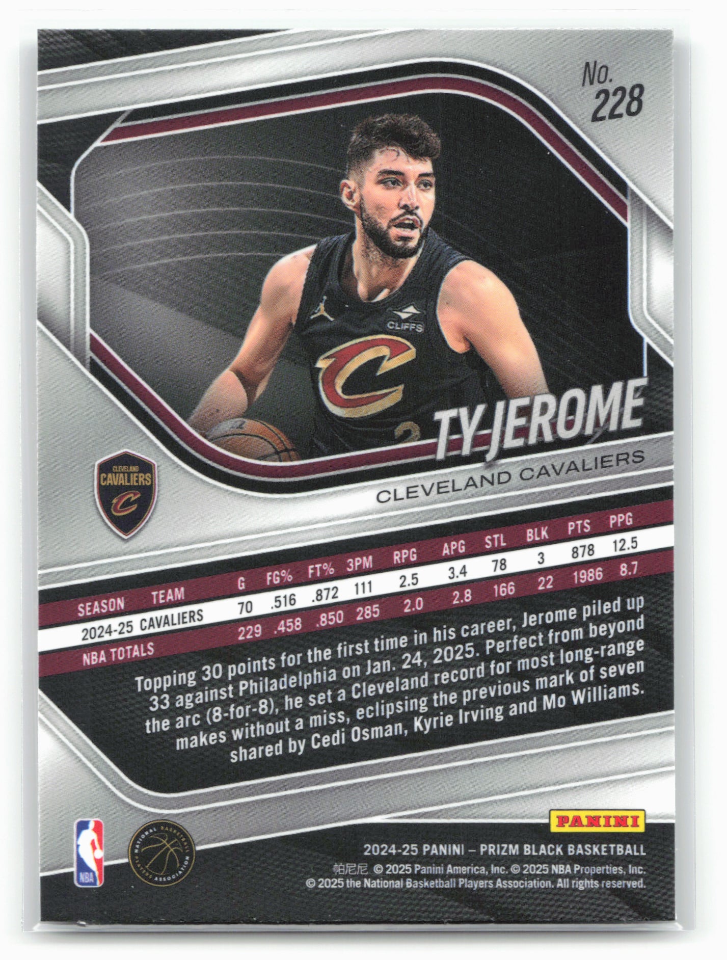 2024-25 Panini Prizm Black #228 Ty Jerome 26824