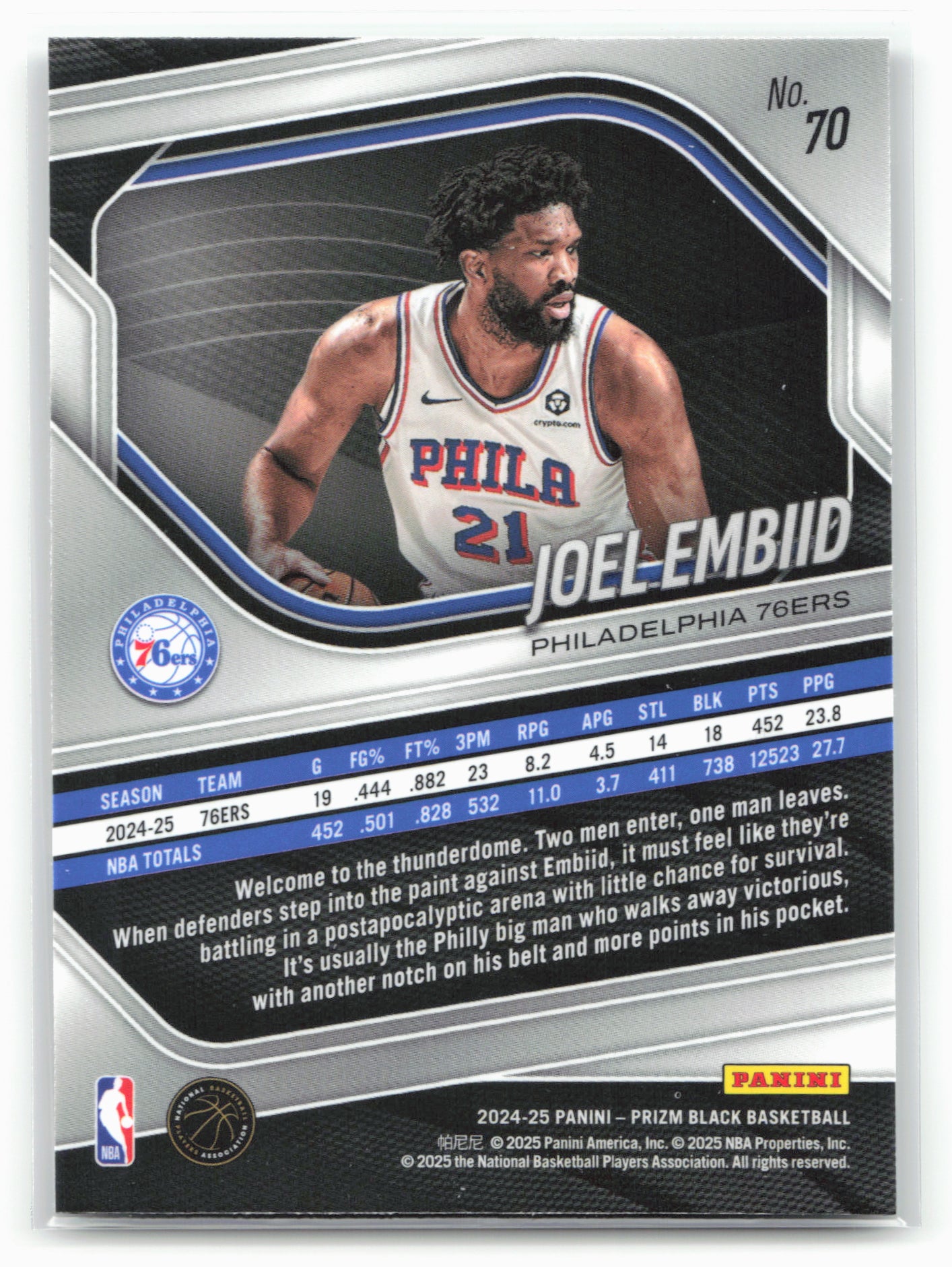 2024-25 Panini Prizm Black #70 Joel Embiid 26826