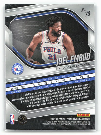 2024-25 Panini Prizm Black #70 Joel Embiid 26826