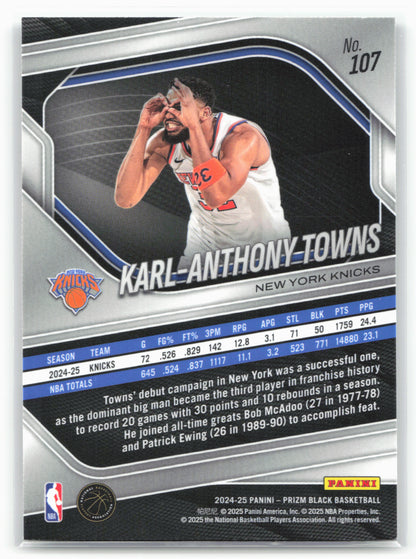 2024-25 Panini Prizm Black #107 Karl-Anthony Towns 26827