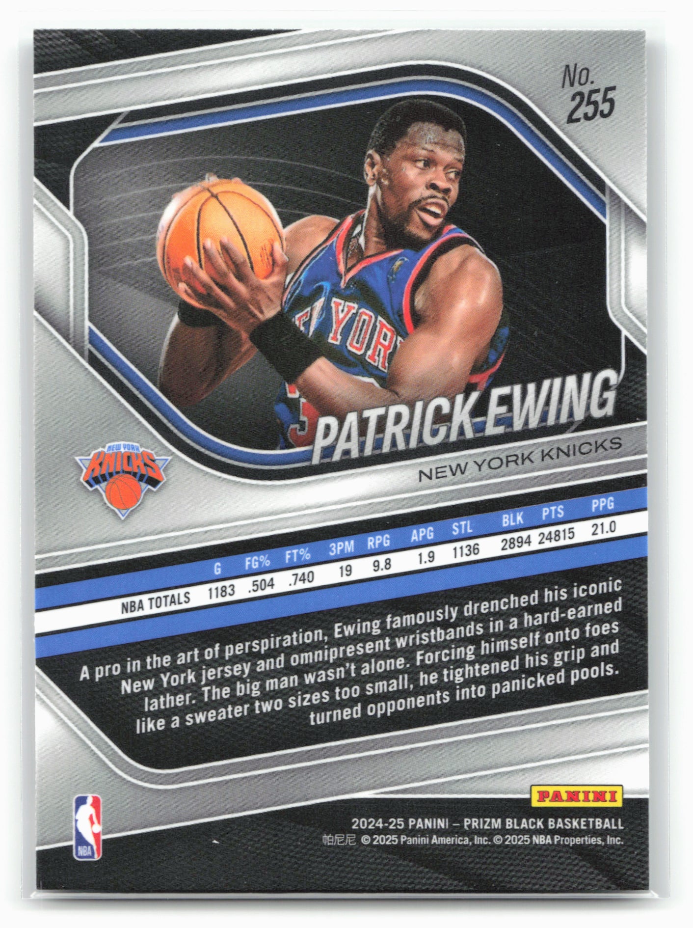 2024-25 Panini Prizm Black #255 Patrick Ewing 26828