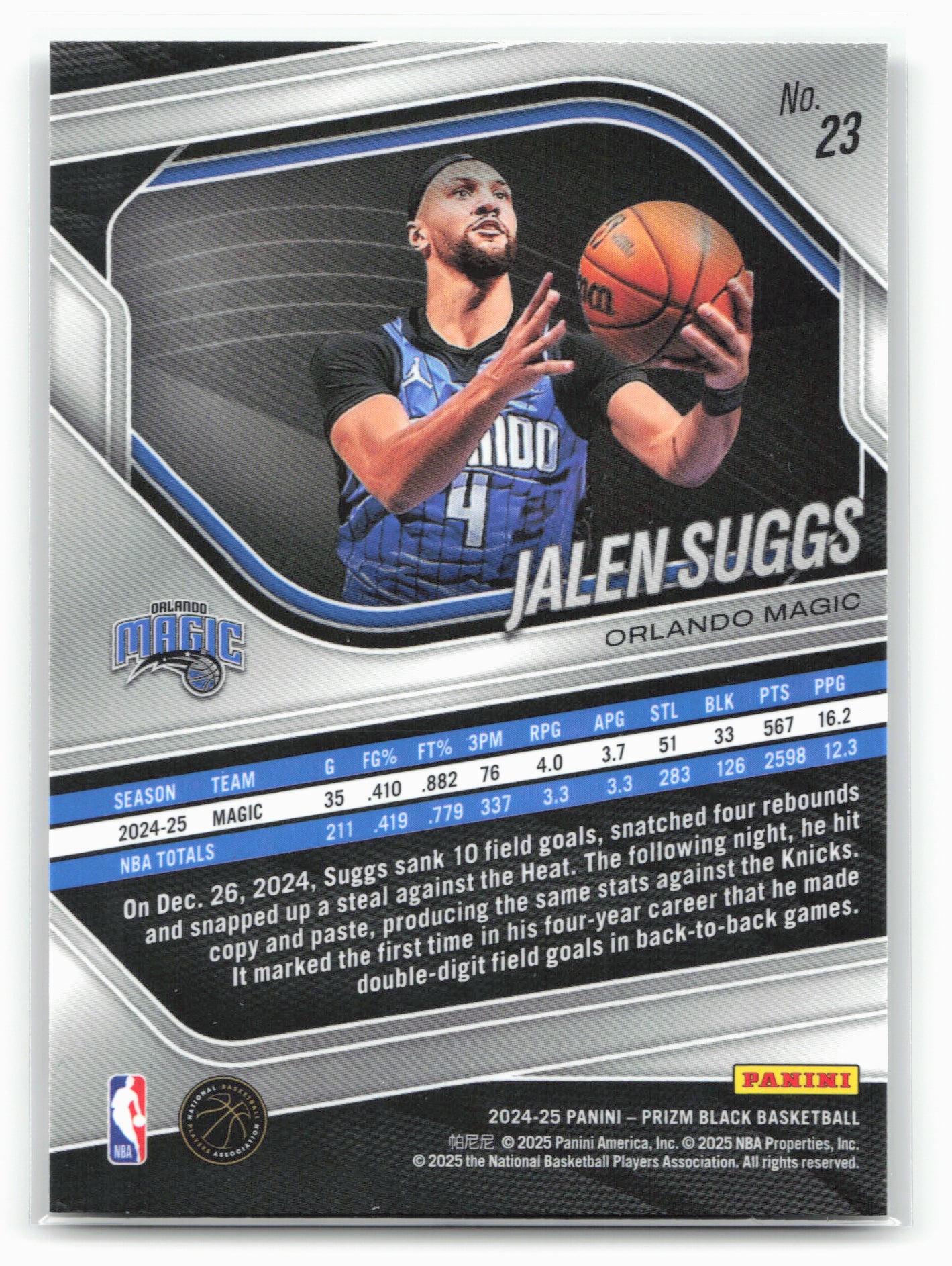 2024-25 Panini Prizm Black #23 Jalen Suggs