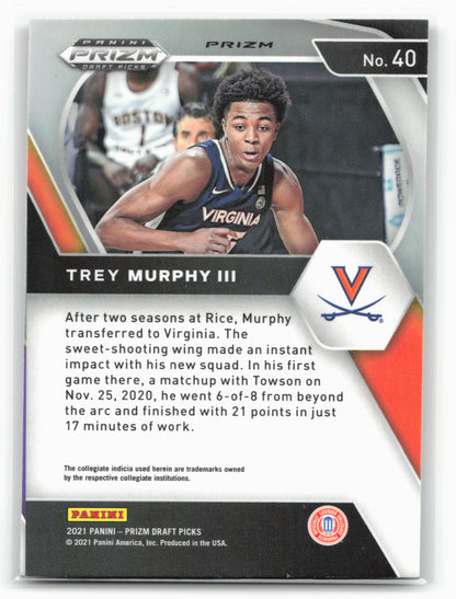 2021 Panini Prizm Draft Picks #40 Trey Murphy III Red Ice