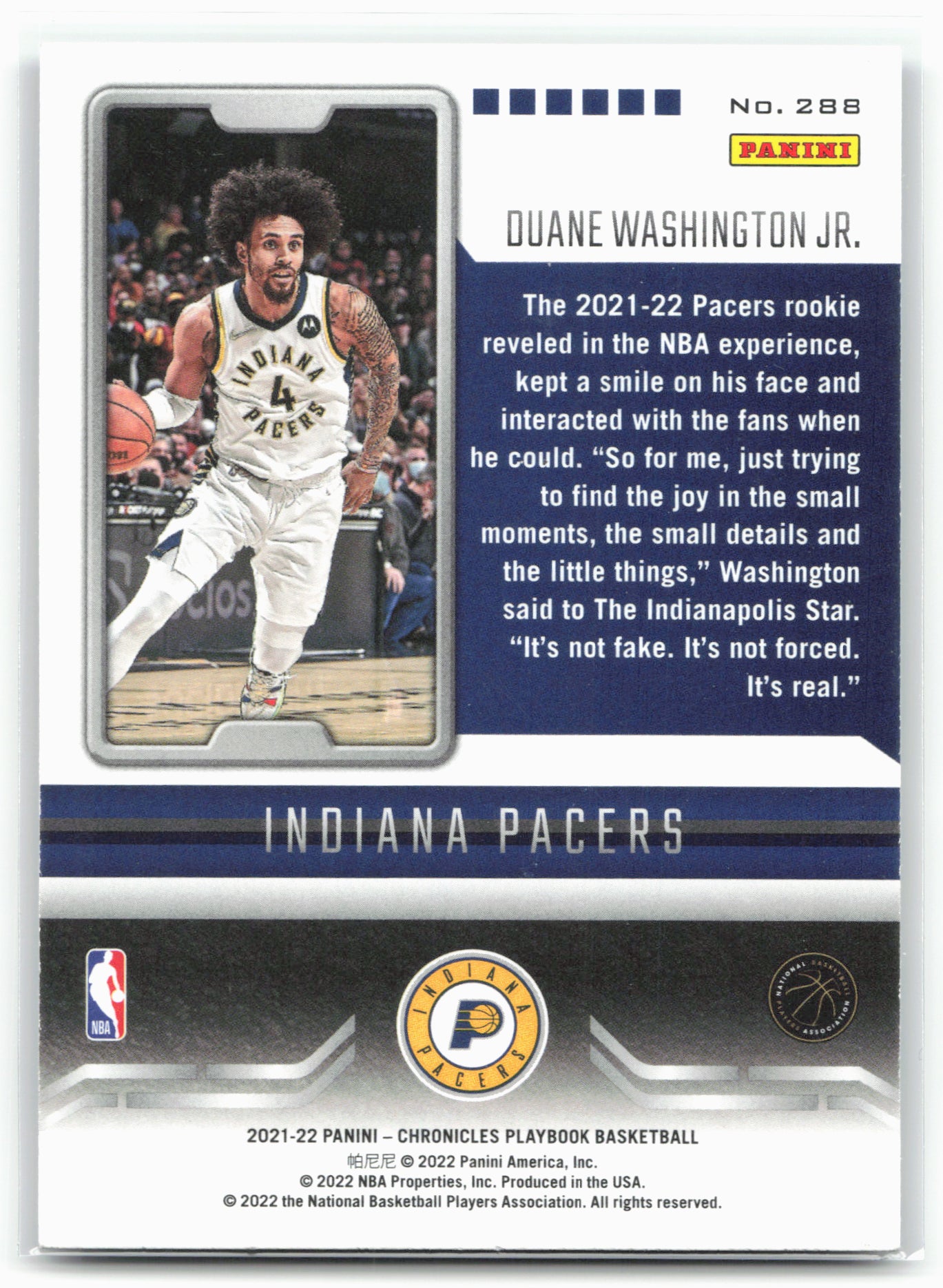 2021-22 Panini Chronicles #288 Duane Washington Jr. Pink