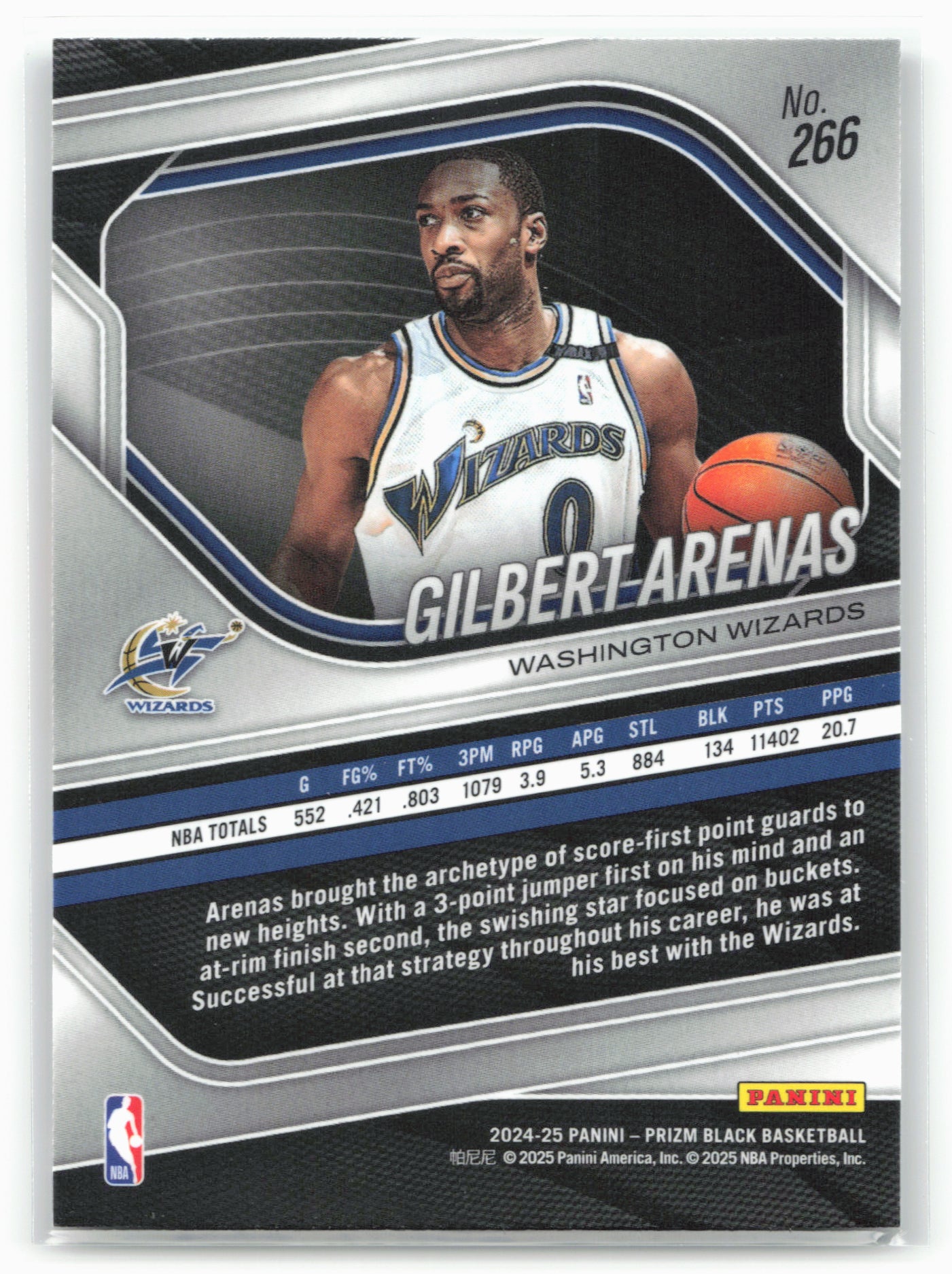 2024-25 Panini Prizm Black #266 Gilbert Arenas 26853