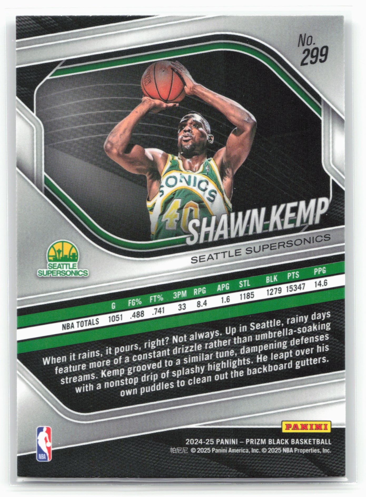 2024-25 Panini Prizm Black #299 Shawn Kemp