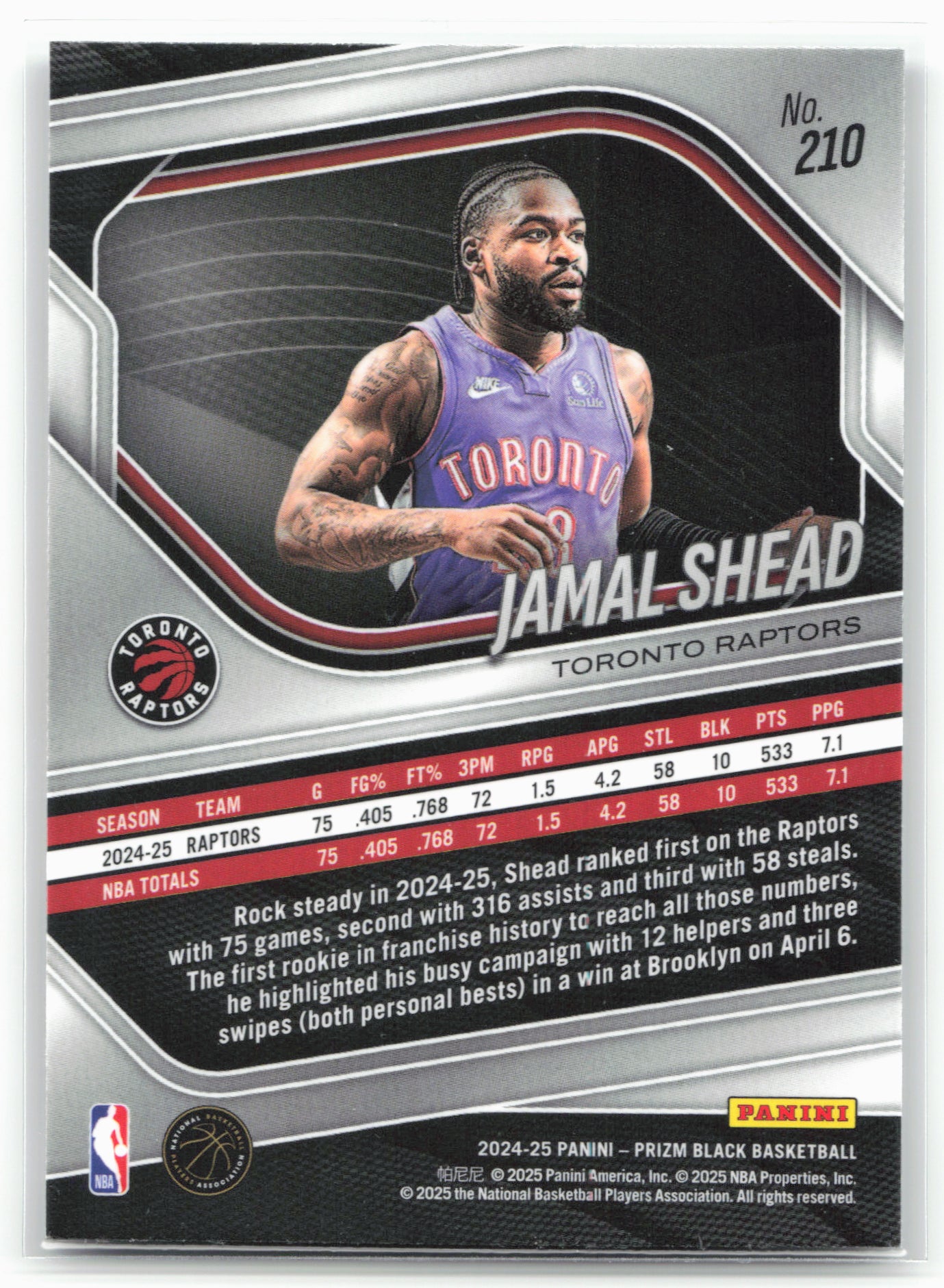 2024-25 Panini Prizm Black #210 Jamal Shead