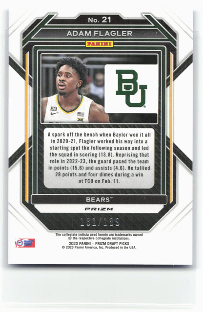 2023 Panini Prizm Draft Picks #21 Adam Flagler Blue #/199