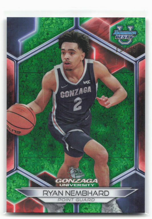 2023-24 Bowman University Best #24 Ryan Nembhard Green Diamond Refractor #/99