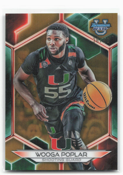 2023-24 Bowman University Best #53 Wooga Poplar Gold Refractor #/50