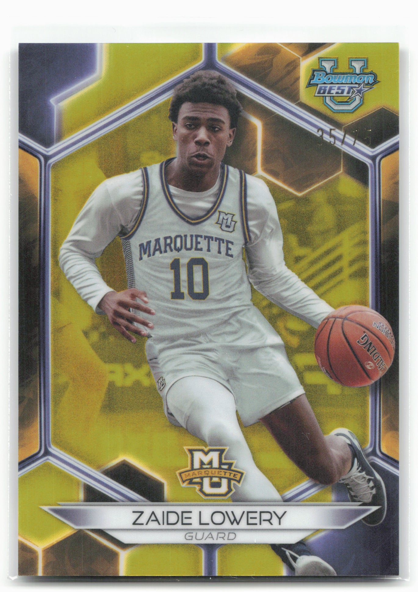 2023-24 Bowman University Best #48 Zaide Lowery Yellow Refractor #/75
