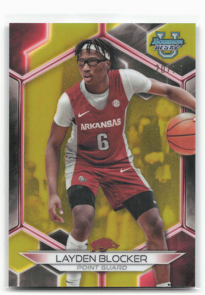 2023-24 Bowman University Best #4 Layden Blocker Yellow Refractor #/75