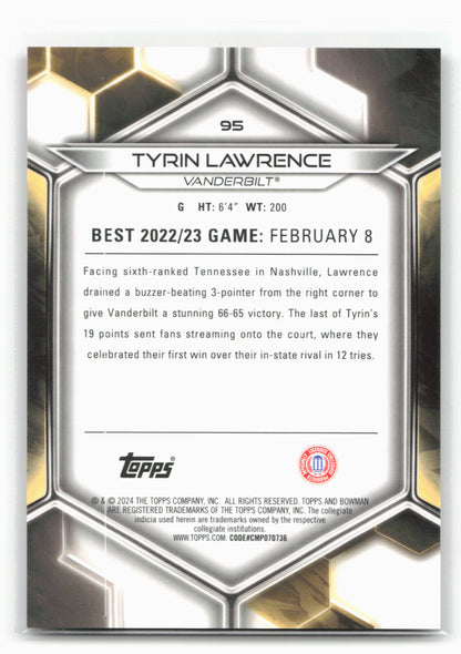 2023-24 Bowman University Best #95 Tyrin Lawrence Pink Lava Refractor #/100