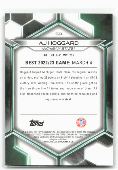 2023-24 Bowman University Best #59 AJ Hoggard Gold Refractor #/50
