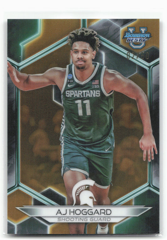 2023-24 Bowman University Best #59 AJ Hoggard Gold Refractor #/50