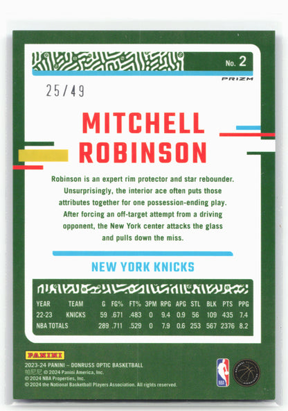 2023-24 Donruss Optic #2 Mitchell Robinson Blue #/49
