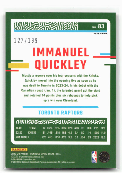 2023-24 Donruss Optic #83 Immanuel Quickley Orange #/199