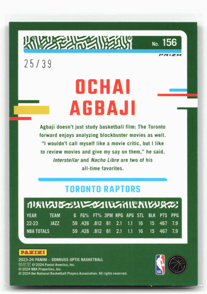 2023-24 Donruss Optic #156 Ochai Agbaji Black Velocity #/39