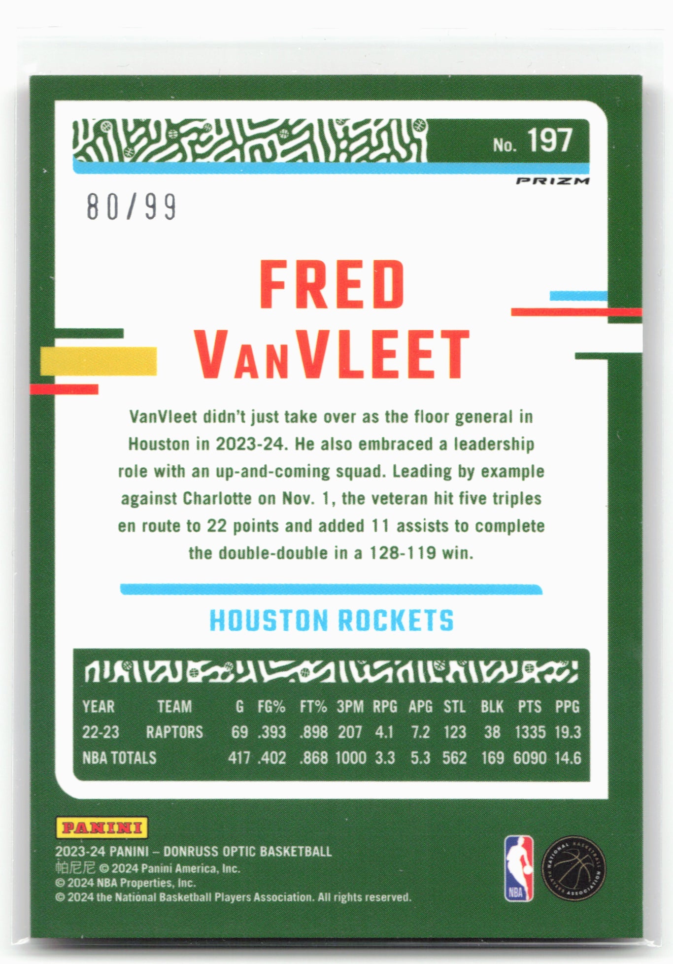 2023-24 Donruss Optic #197 Fred VanVleet Red #/99