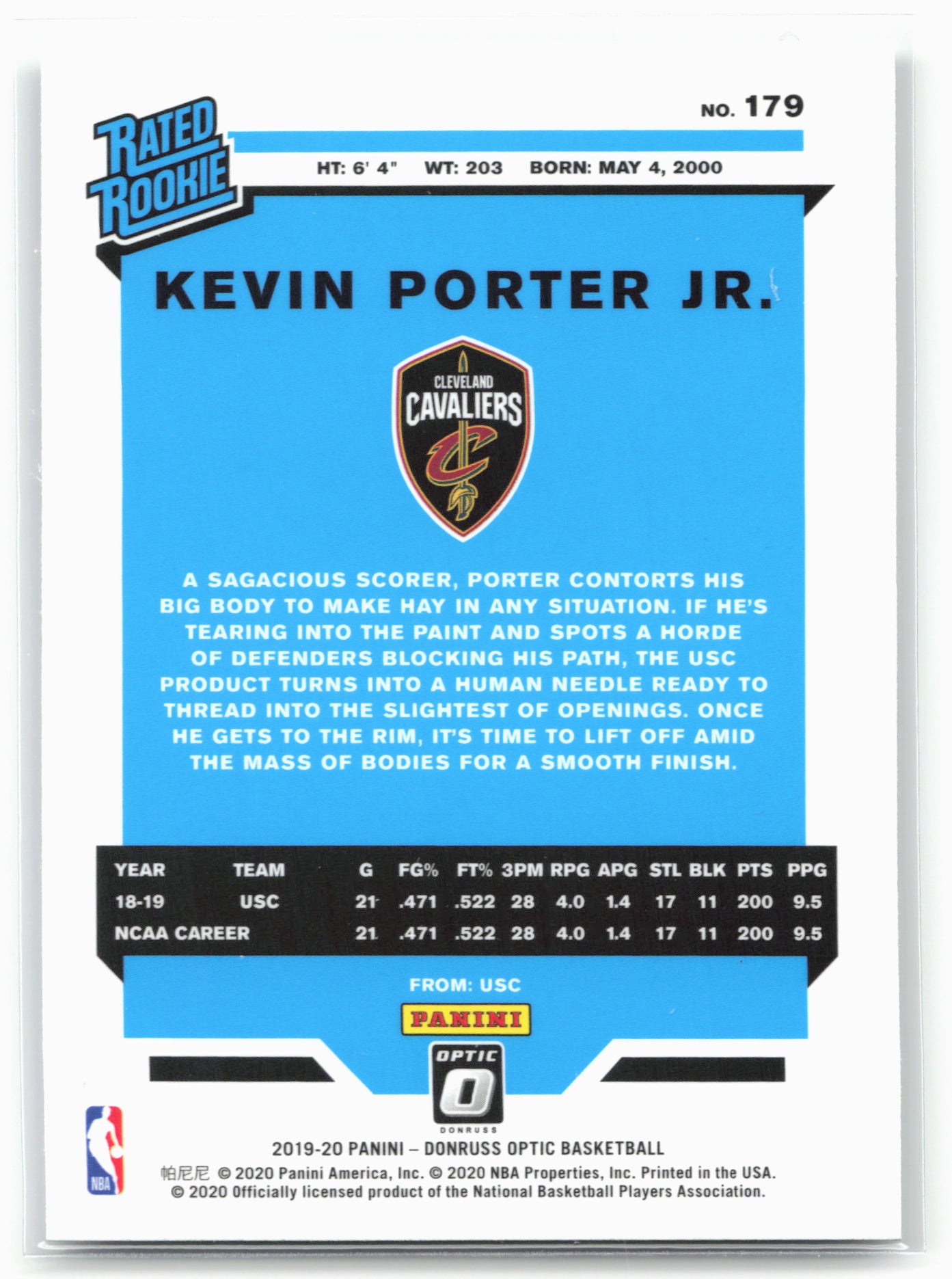 2019-20 Donruss Optic #179 Kevin Porter Jr.