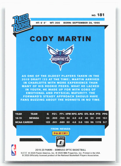 2019-20 Donruss Optic #181 Cody Martin