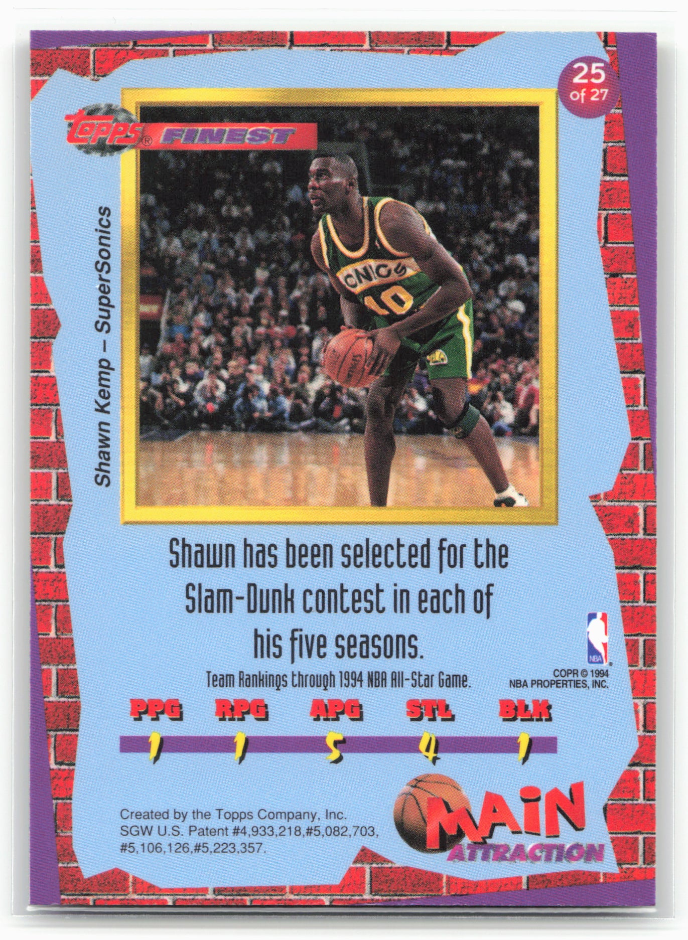 1993-94 Finest #25 Shawn Kemp Main Attraction