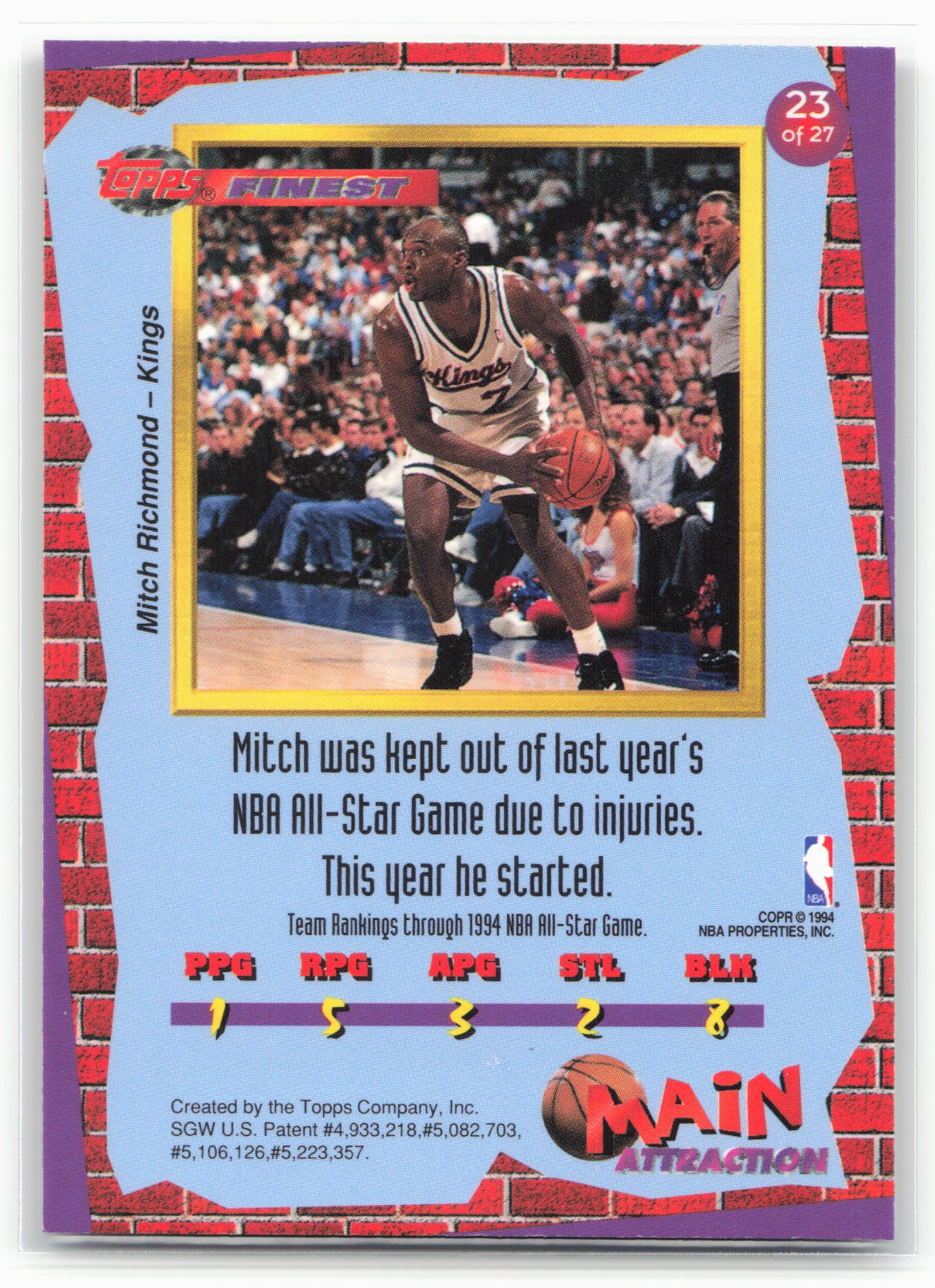1993-94 Finest #23 Mitch Richmond Main Attraction