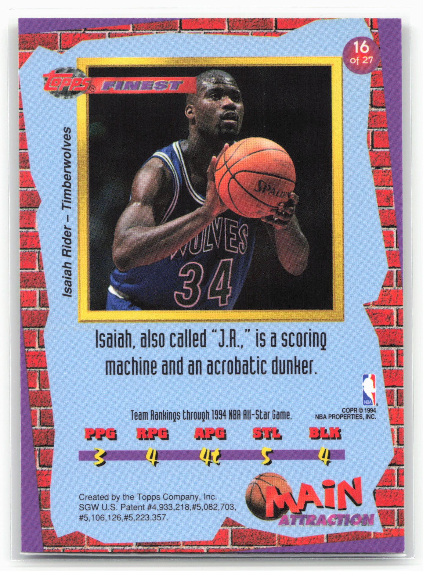 1993-94 Finest #16 Isaiah Rider Main Attraction