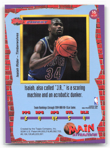 1993-94 Finest #16 Isaiah Rider Main Attraction