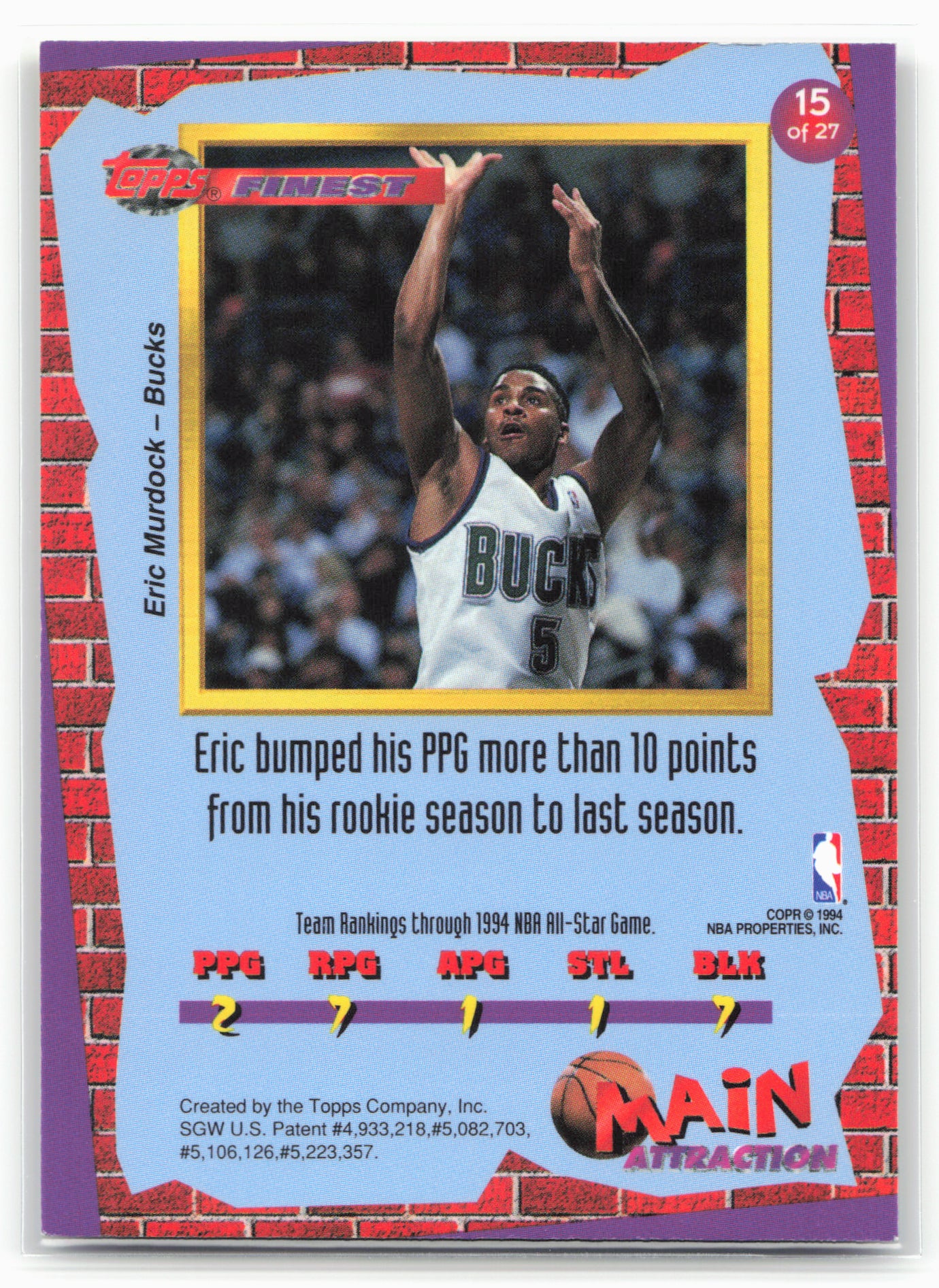 1993-94 Finest #15 Eric Murdock Main Attraction
