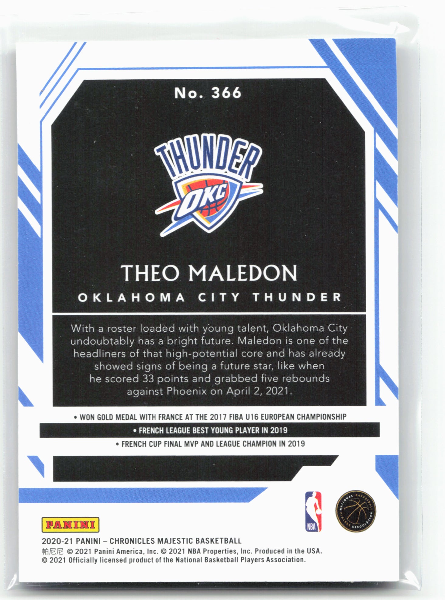 2020-21 Panini Chronicles #366 Theo Maledon #/249