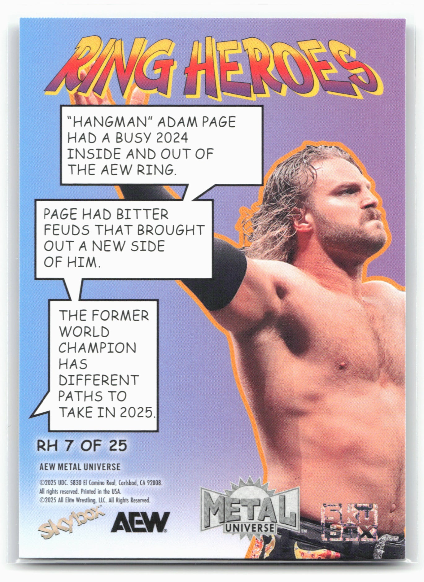 2025 SkyBox Metal Universe AEW #RH 7 "Hangman" Adam Page Ring Heroes