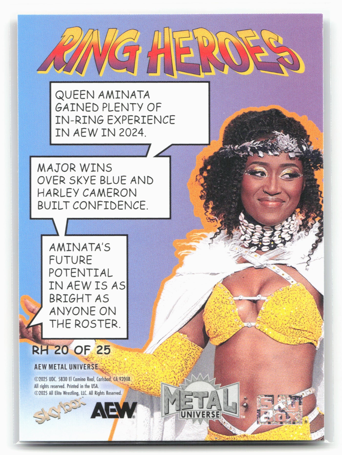 2025 SkyBox Metal Universe AEW #RH 20 Queen Aminata Ring Heroes