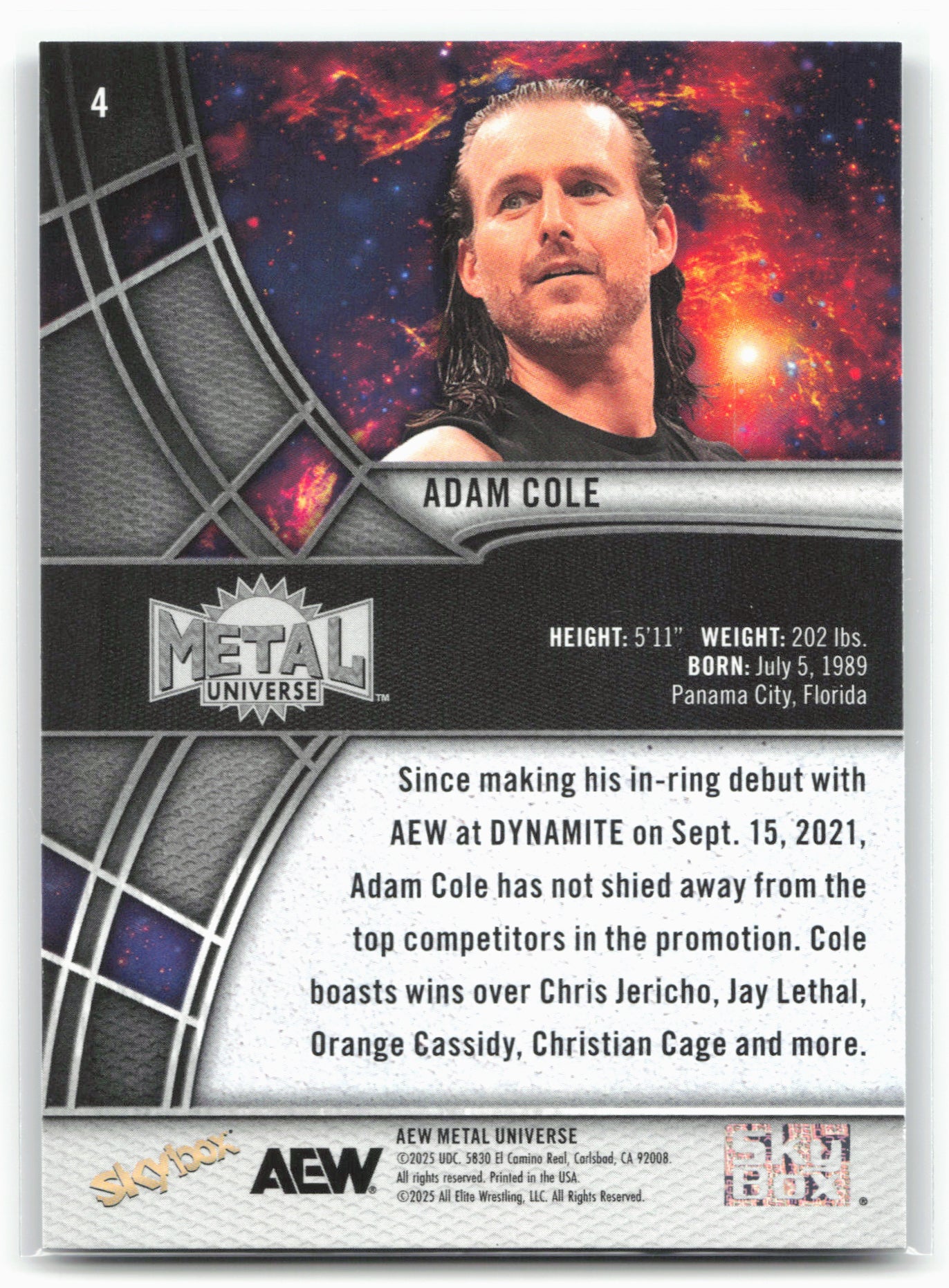 2025 SkyBox Metal Universe AEW #4 Adam Cole