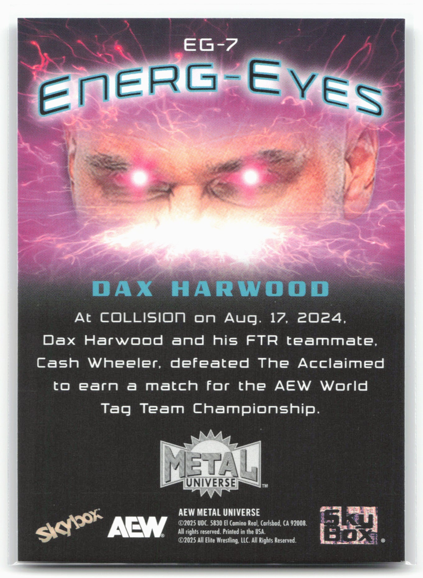 2025 SkyBox Metal Universe AEW #EG-7 Dax Harwood Energ-Eyes