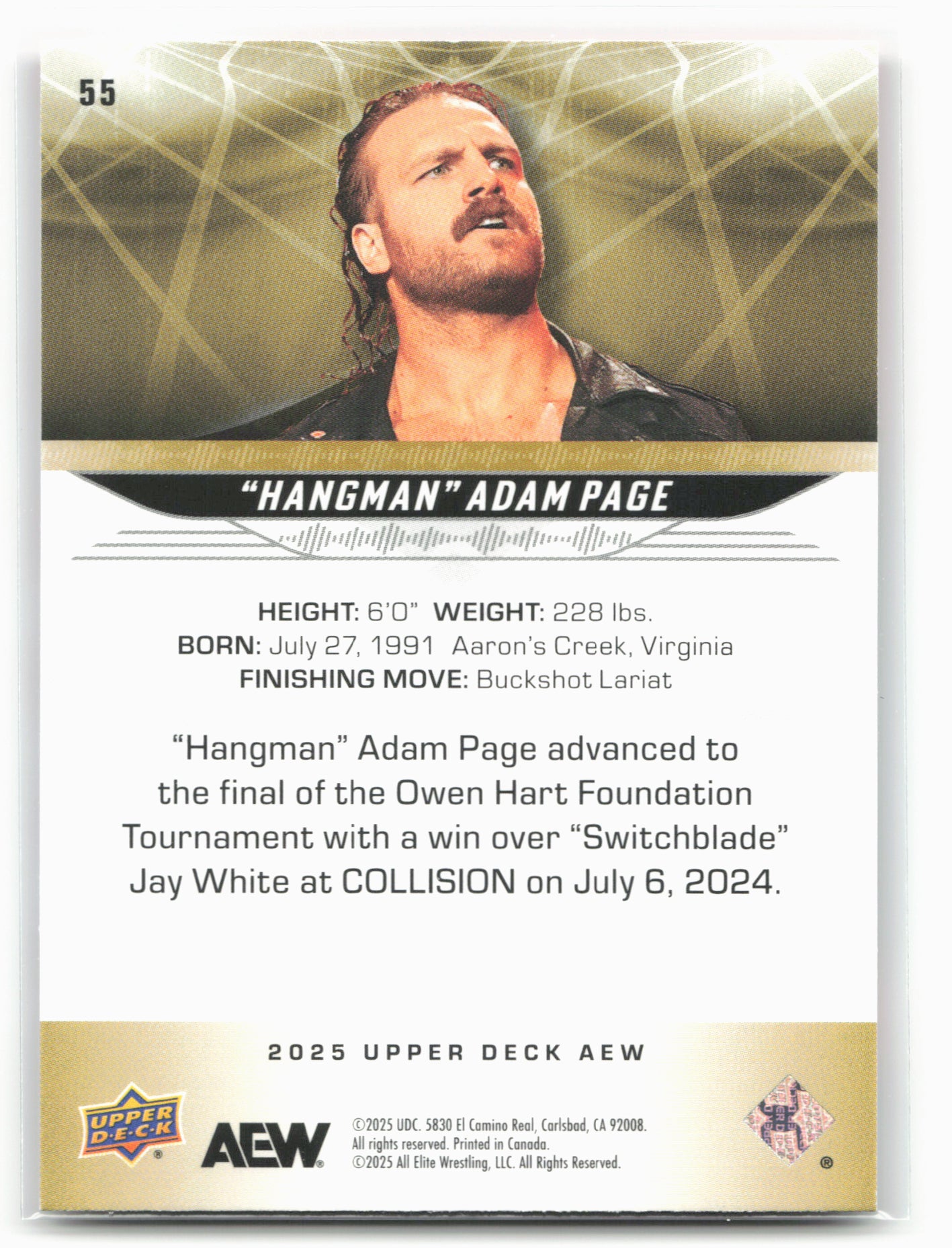 2025 Upper Deck AEW #55 “Hangman” Adam Page