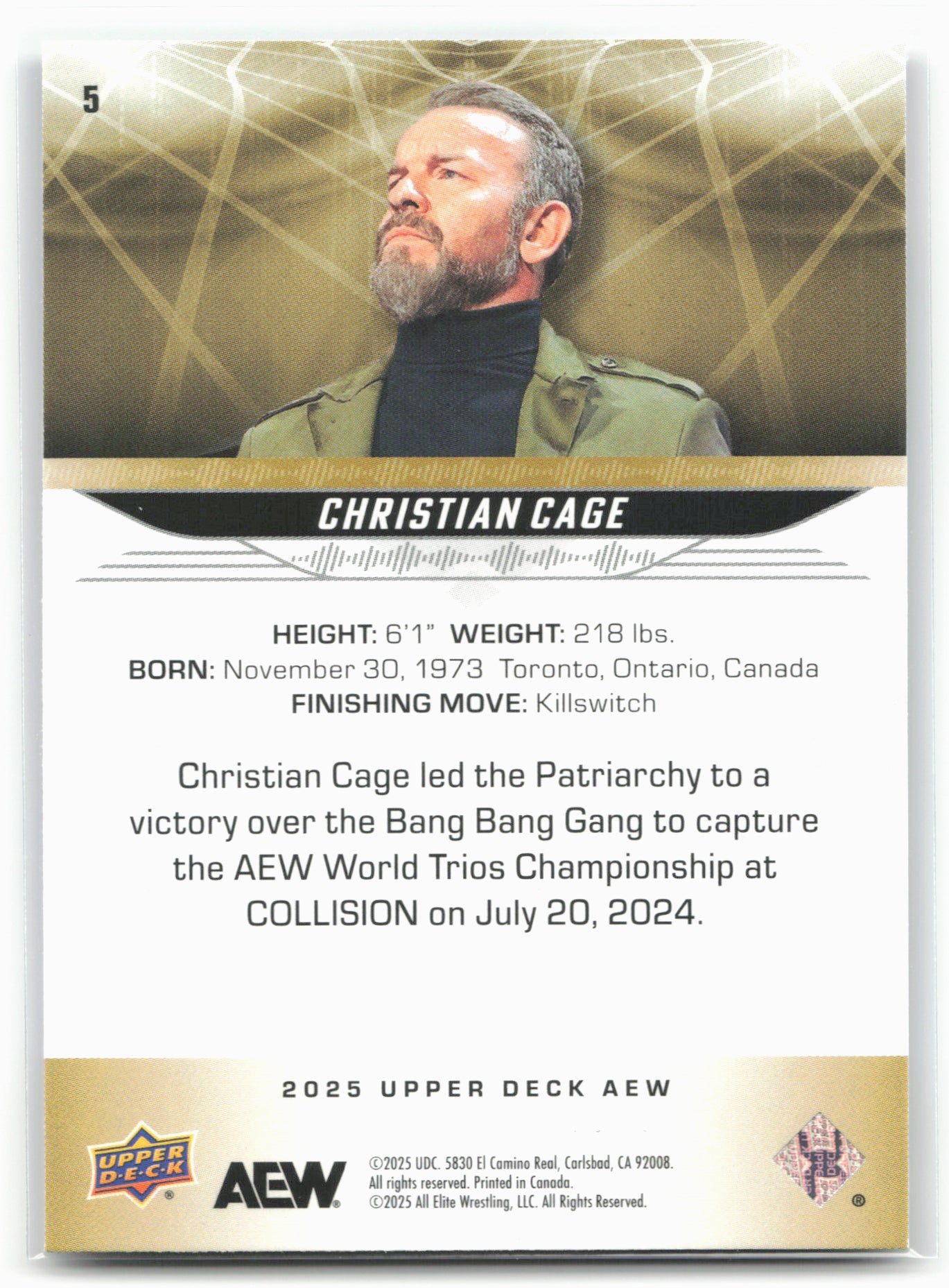 2025 Upper Deck AEW #5 Christian Cage