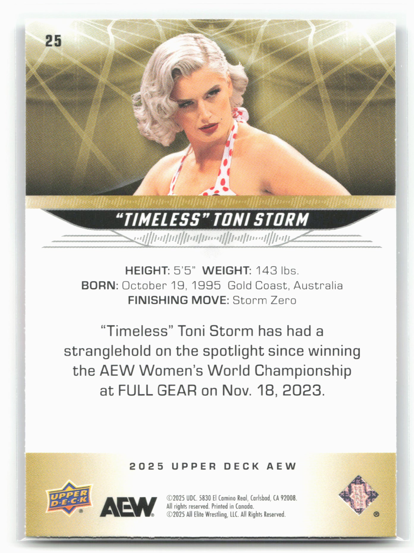 2025 Upper Deck AEW #25 “Timeless” Toni Storm