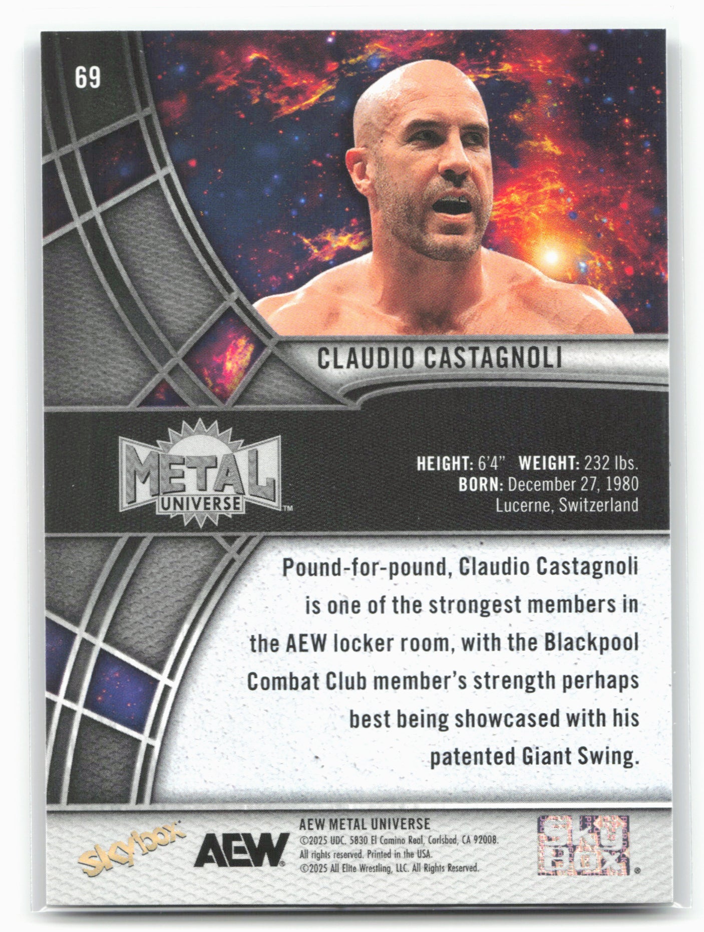 2025 SkyBox Metal Universe AEW #69 Claudio Castagnoli