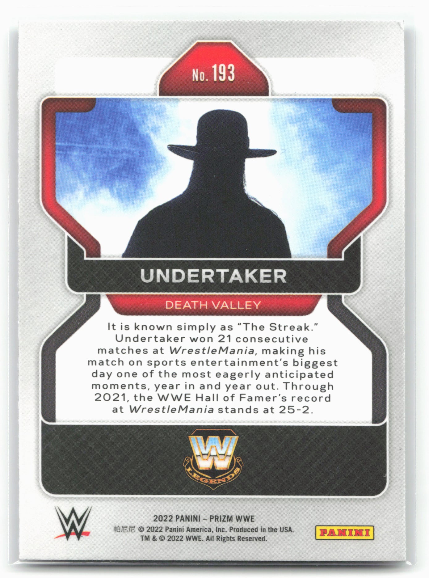 2022 Panini Prizm WWE #193 Undertaker