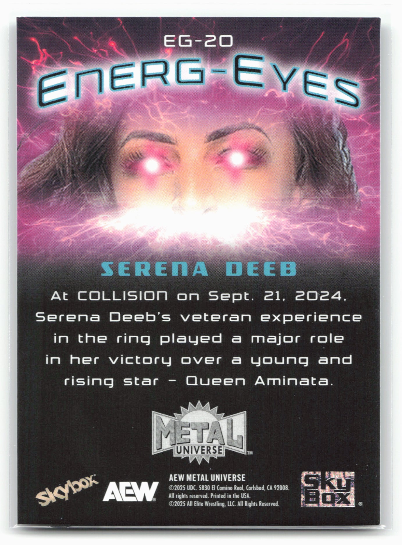 2025 SkyBox Metal Universe AEW #EG-20 Serena Deeb Energ-Eyes