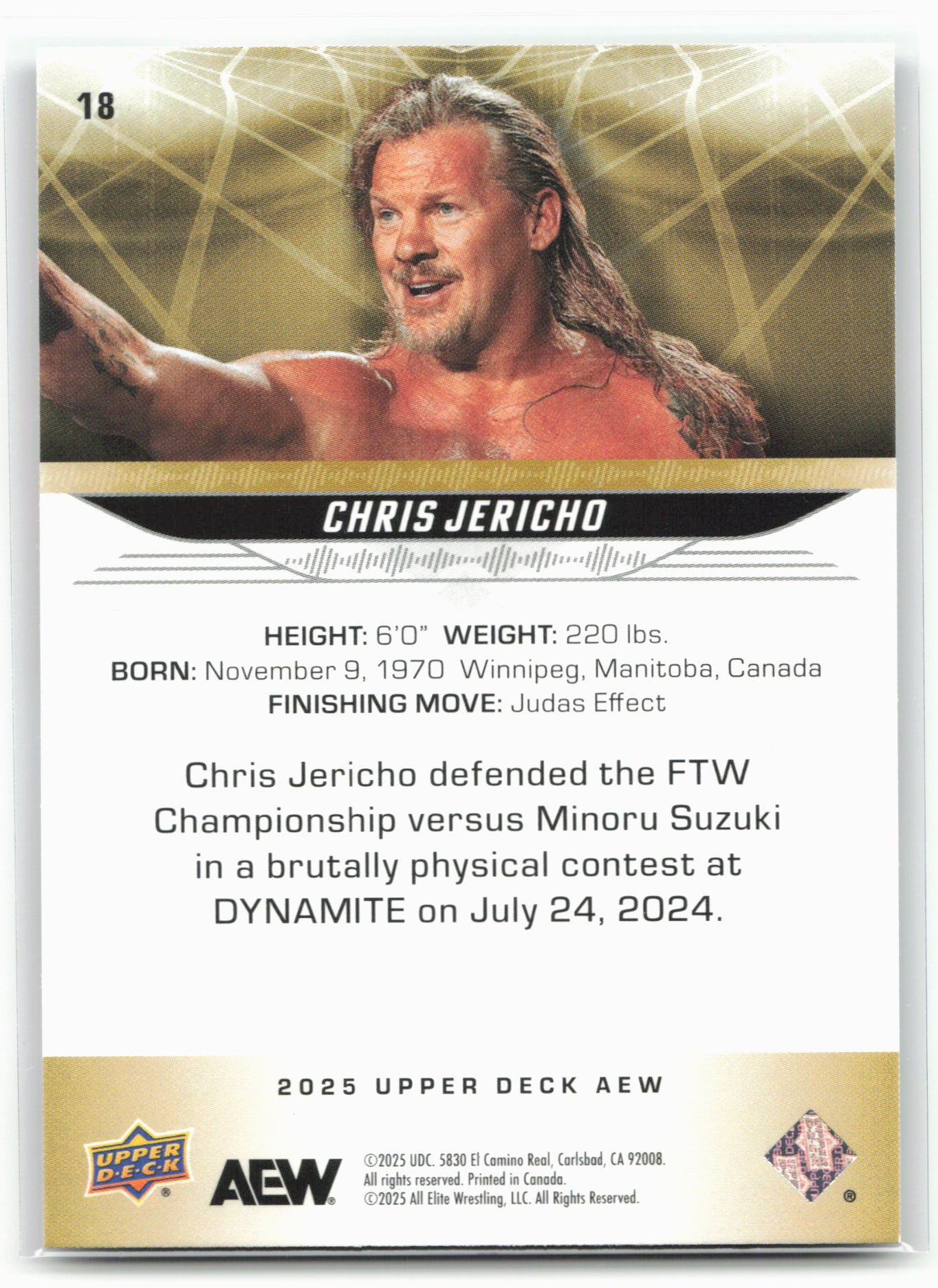 2025 Upper Deck AEW #18 Chris Jericho