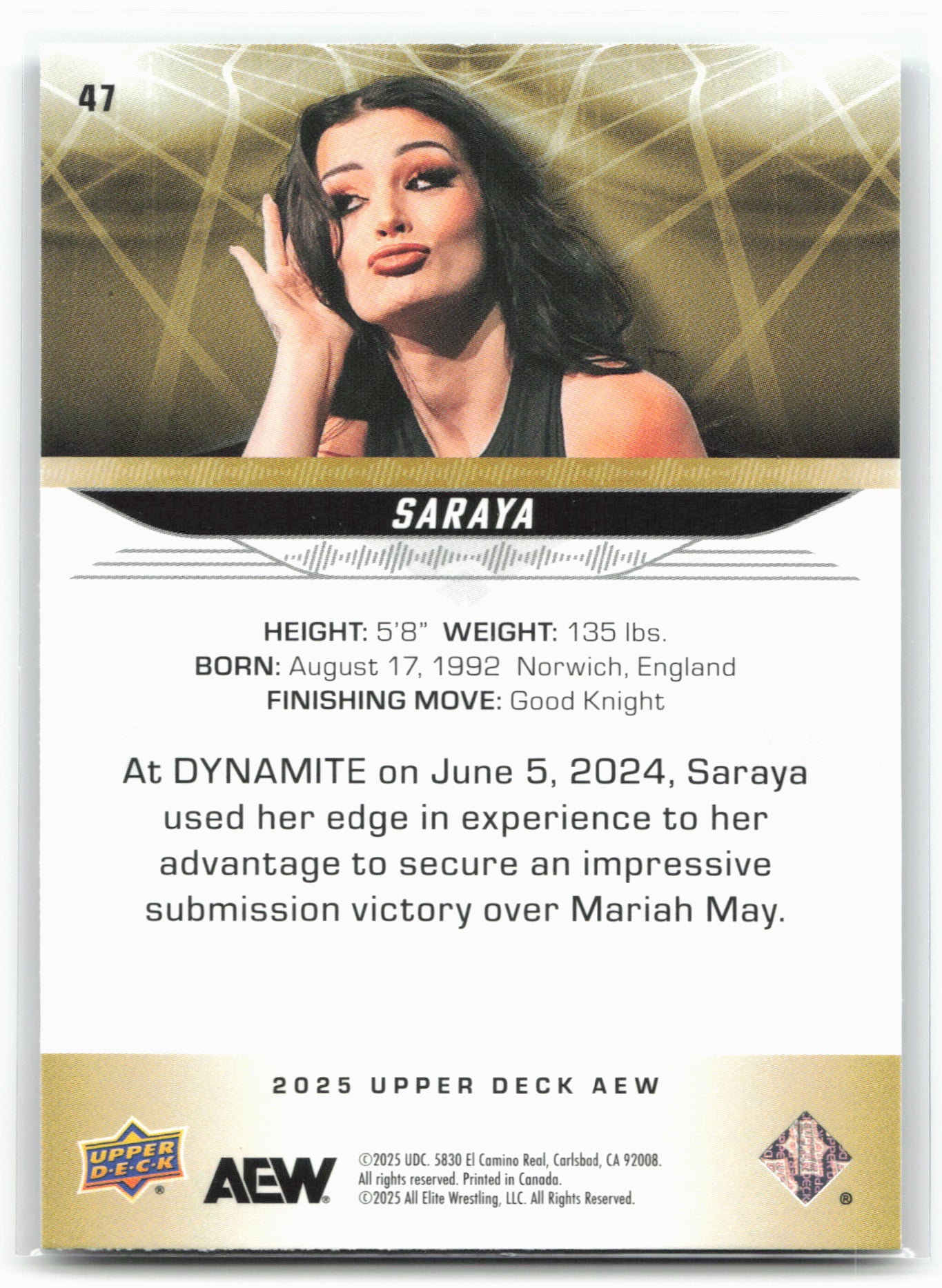 2025 Upper Deck AEW #47a Saraya 26996