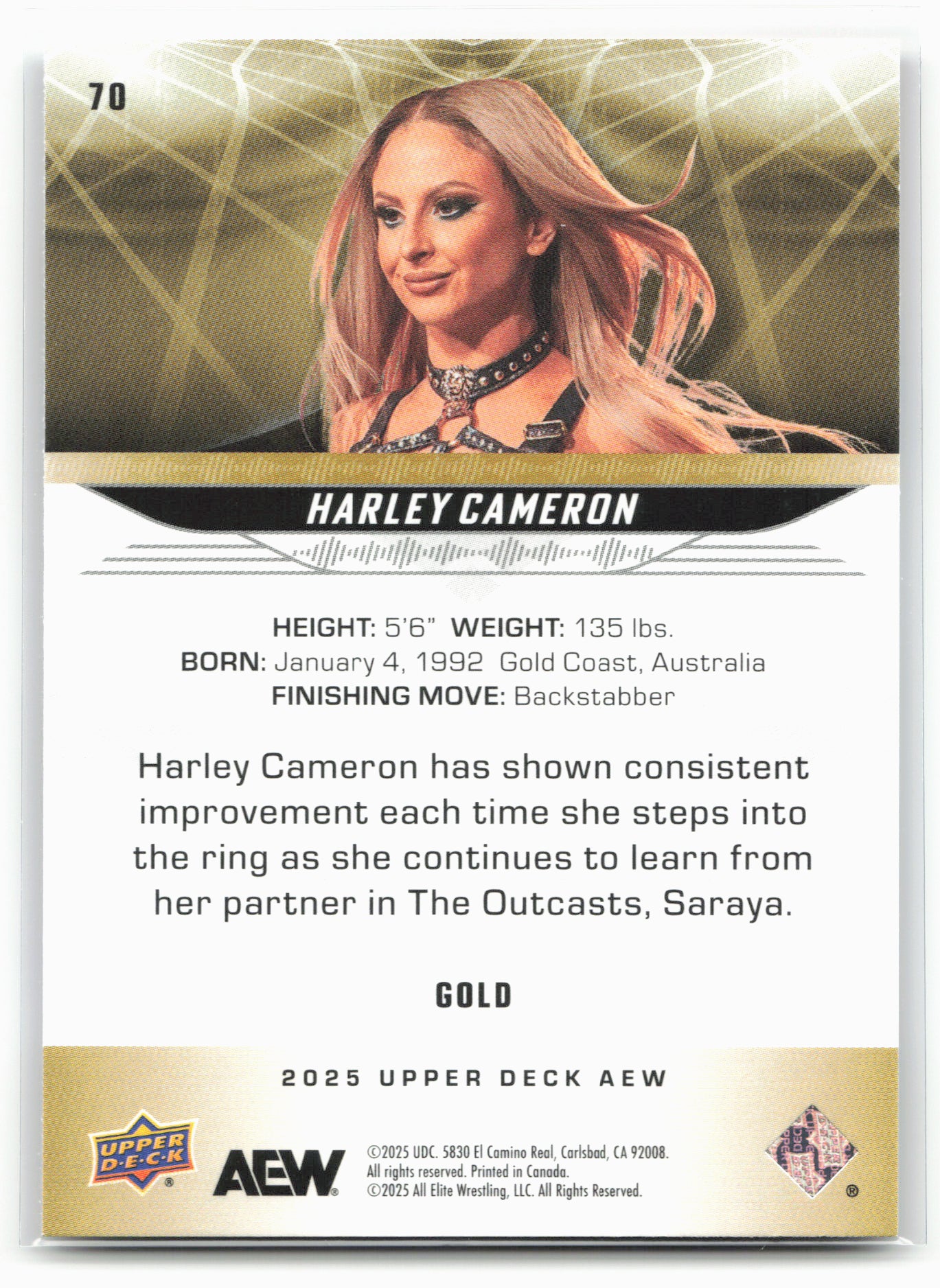 2025 Upper Deck AEW #70 Harley Cameron Gold
