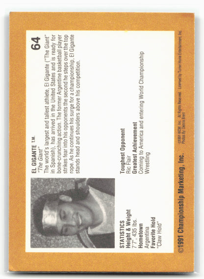 1991 Championship Marketing WCW #64 No Sid This High