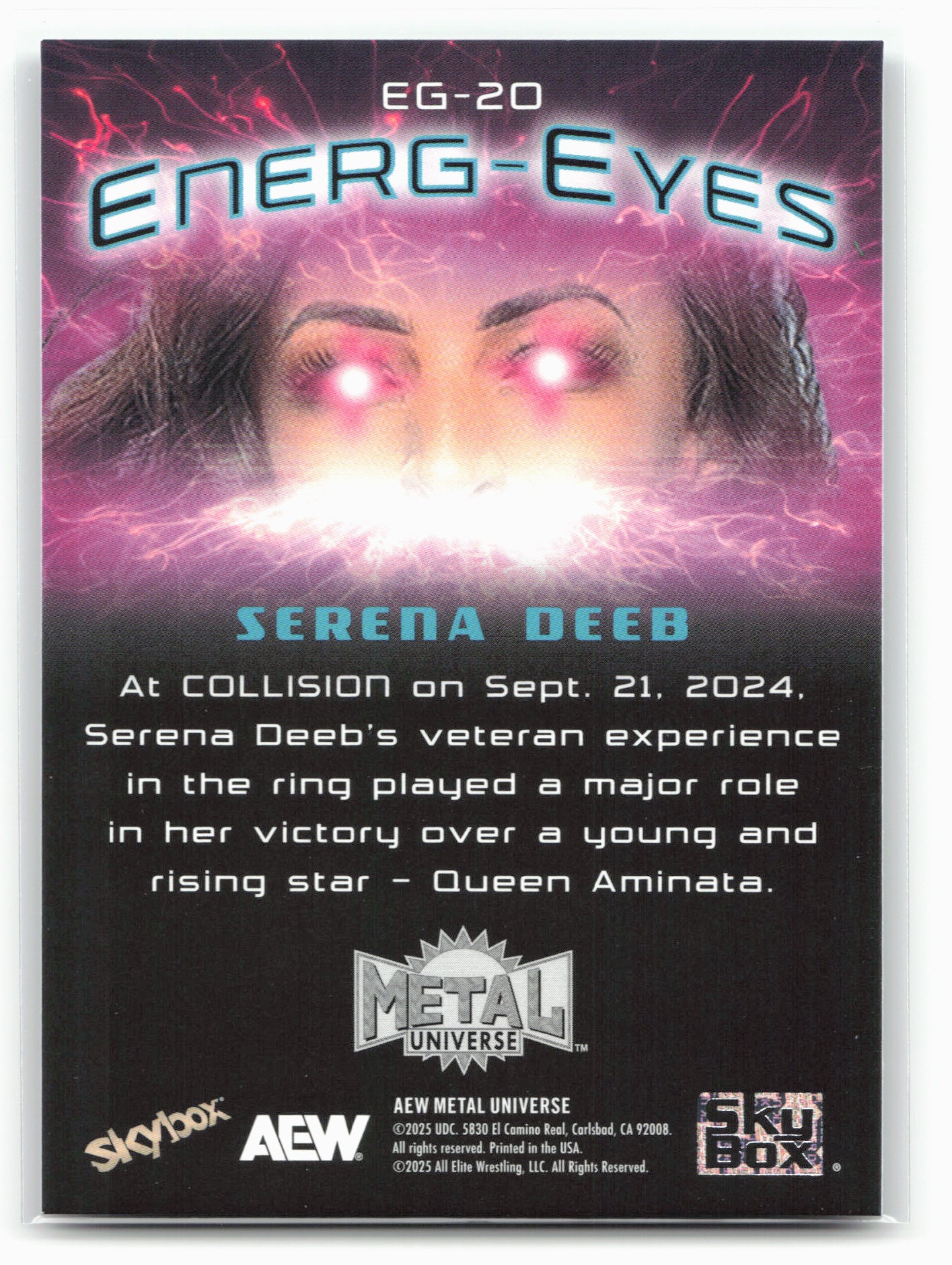 2025 SkyBox Metal Universe AEW #EG-20 Serena Deeb Energ-Eyes 27015