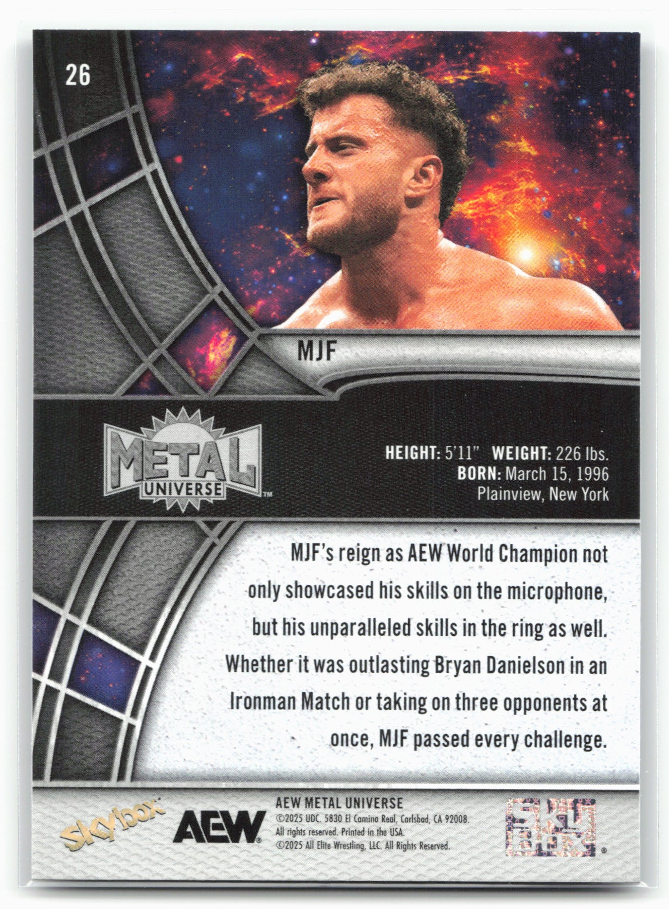 2025 SkyBox Metal Universe AEW #26 MJF