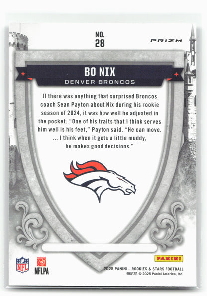 2025 Panini Rookies & Stars #28 Bo Nix Crusade Silver